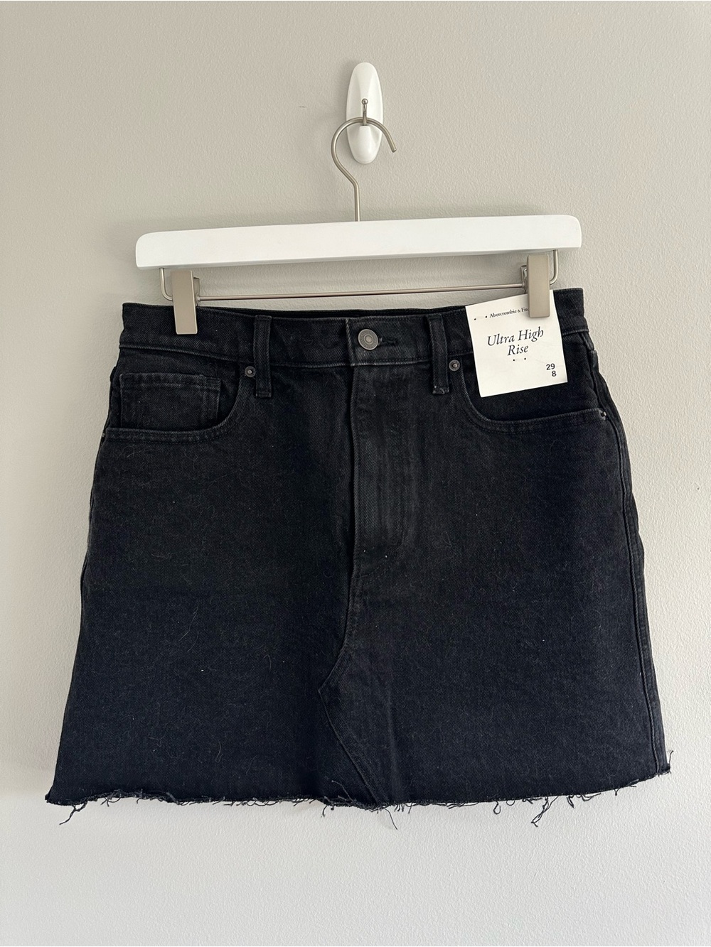 Abercrombie & Fitch Black Denim Ultra High Rise Skirt Size 8 NWT